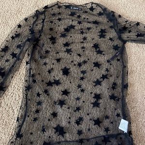 Sheer star long sleeve shirt